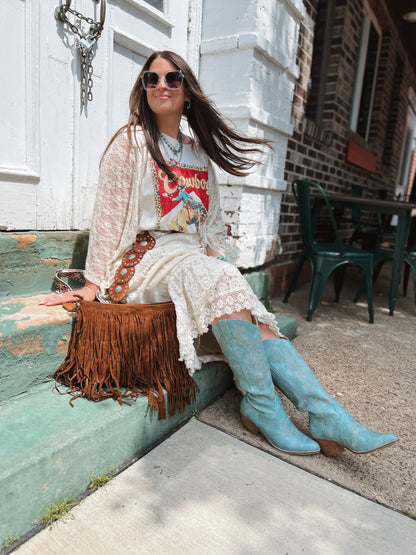 Lace Sleeve Cowboy Tee
