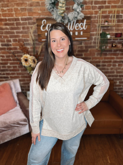 WB Sand Sheer Sleeve Top