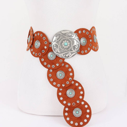 Plus Size Faux Suede Disc Belt
