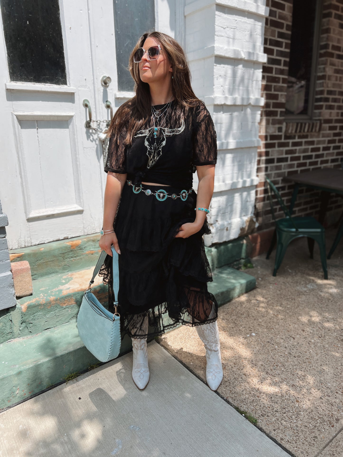 Sheer Lace Longhorn Tee