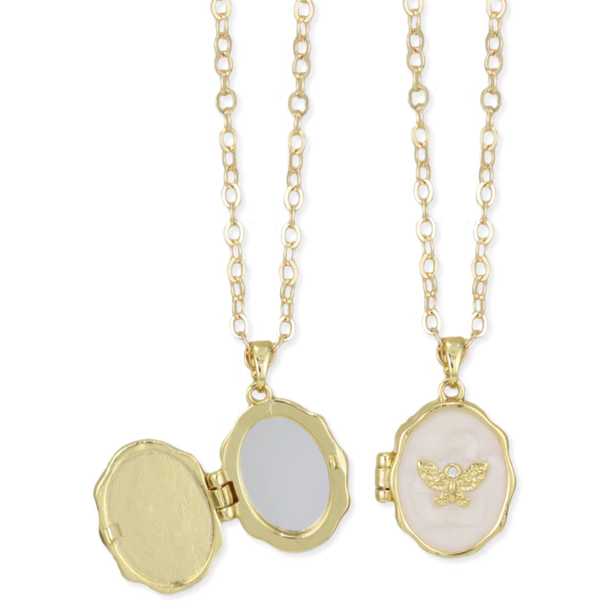 Spring Memories Gold Butterfly Locket Necklace