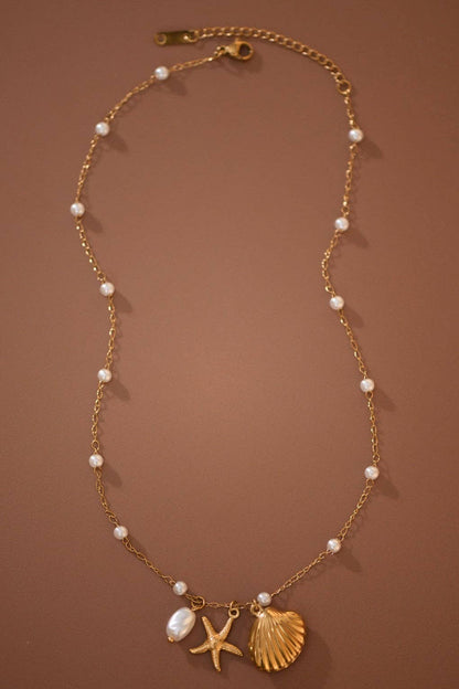 Stone, Starfish, & Seashell Necklace