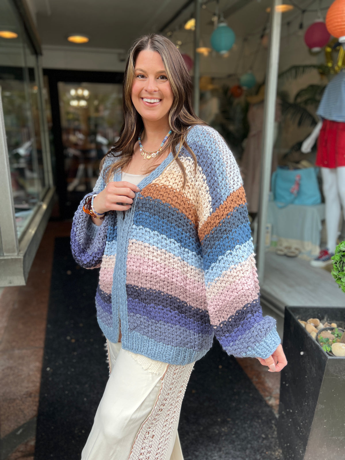 Colorful Hand-Crochet Open Cardigan