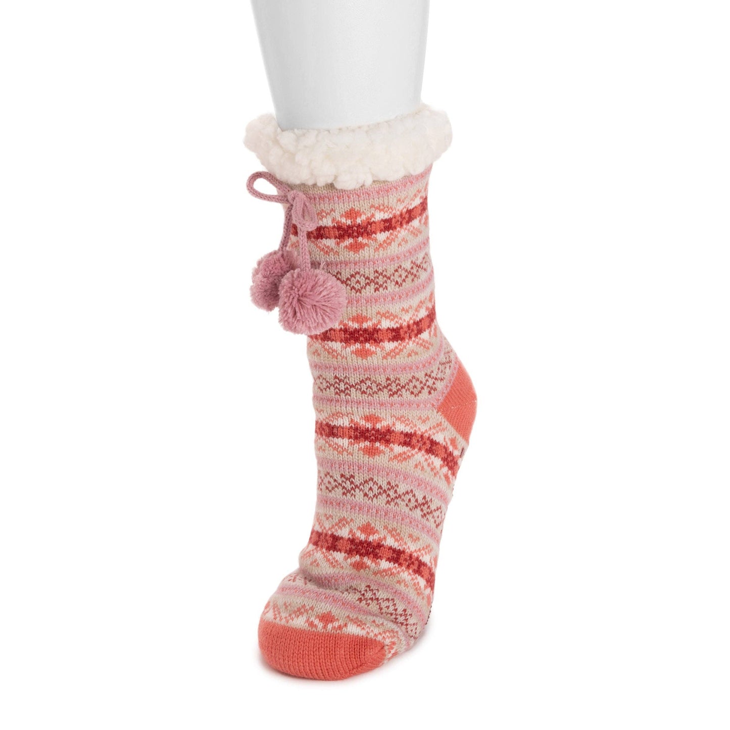 MUK LUKS Tall Cabin Pink Orange Socks