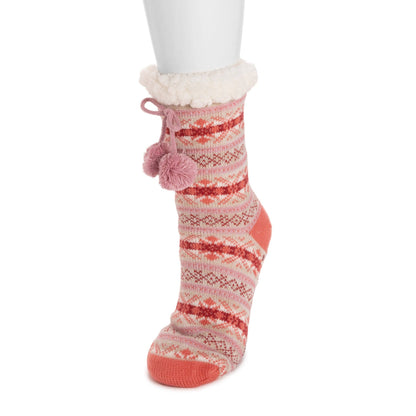 MUK LUKS Tall Cabin Pink Orange Socks
