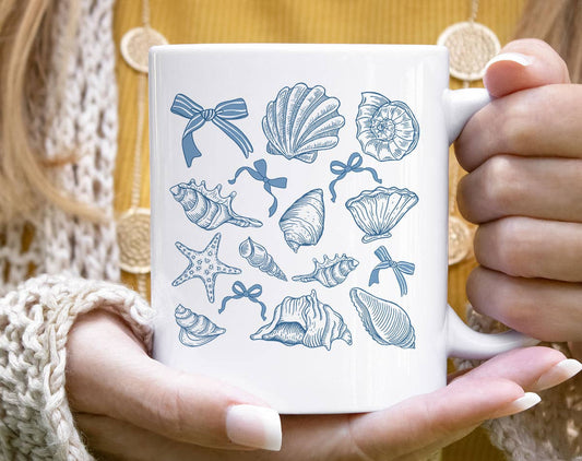 Seashell Blue Beach Collage Mug