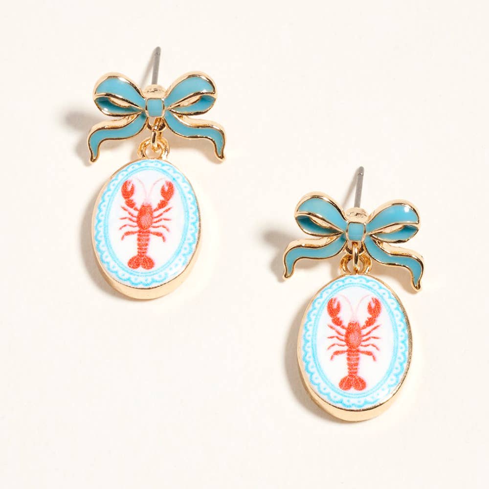 Bow Print Frame Earrings