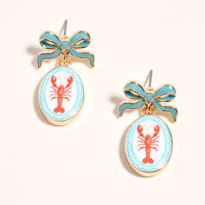 Bow Print Frame Earrings