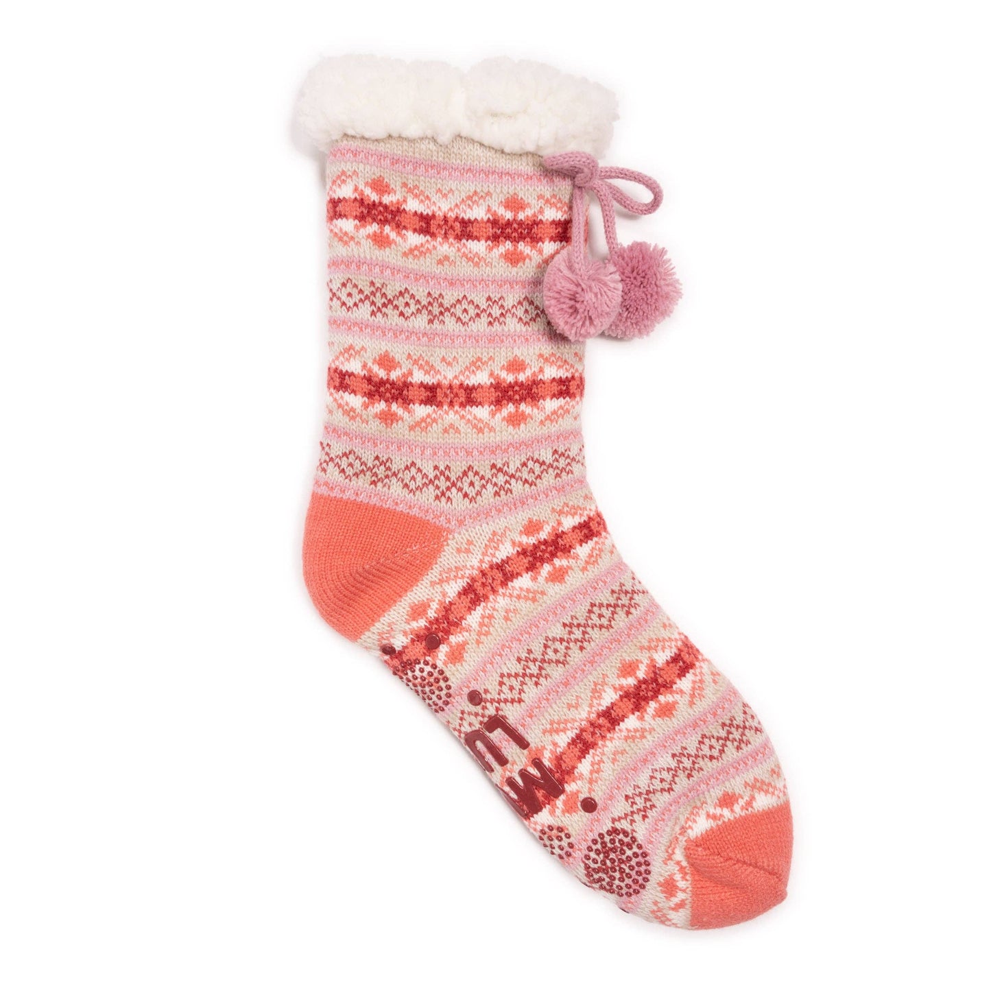 MUK LUKS Tall Cabin Pink Orange Socks