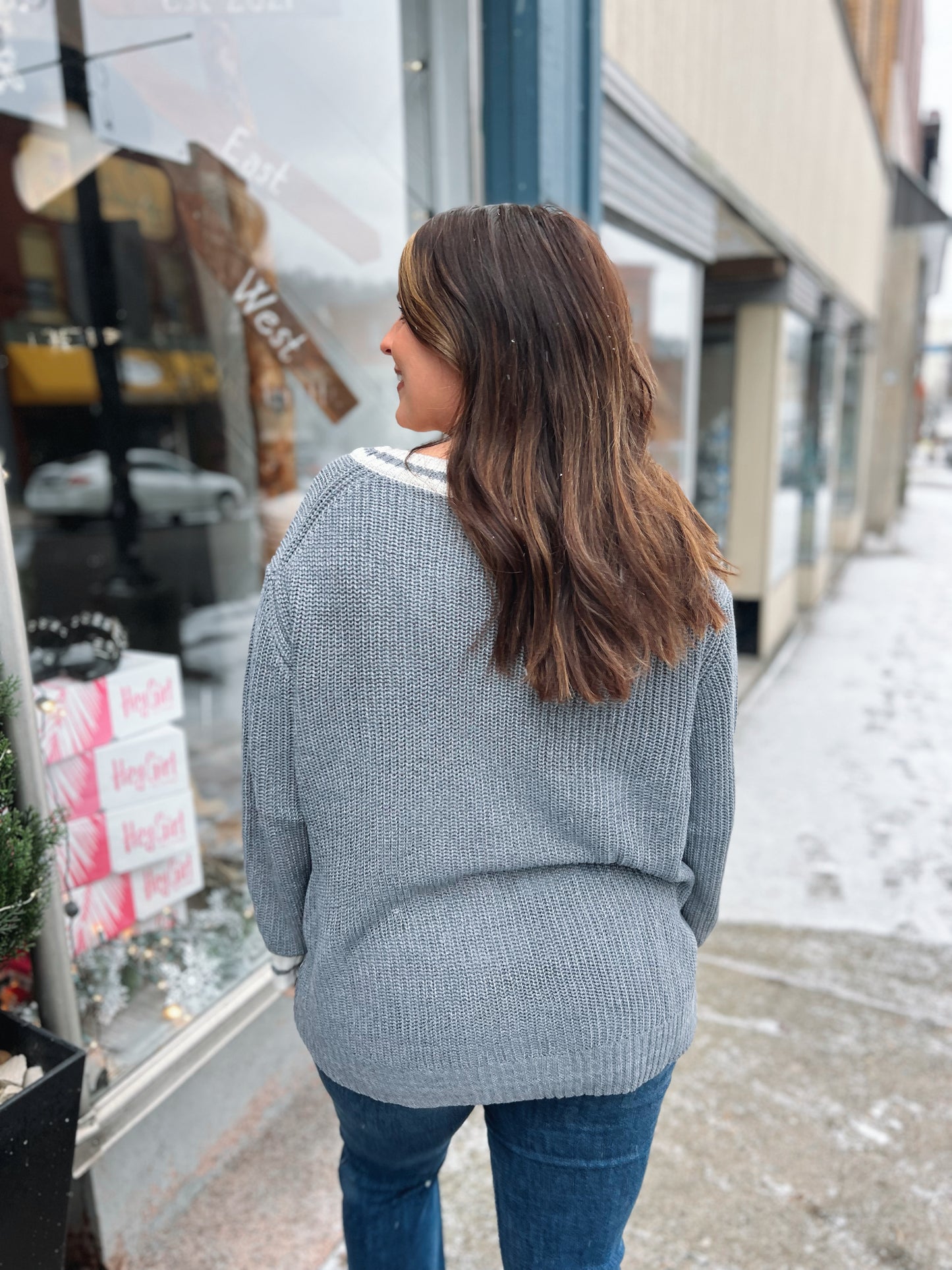 WB Grey Contrast Cardigan