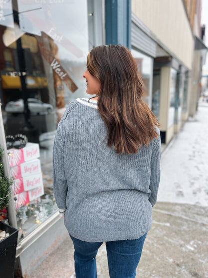 WB Grey Contrast Cardigan