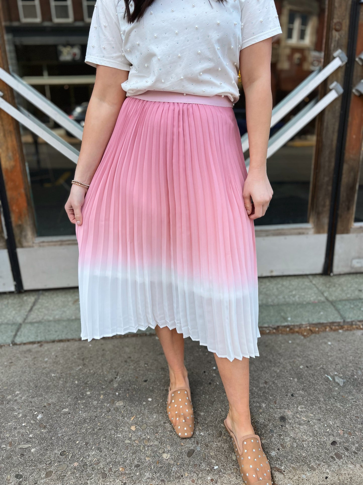 *Final Sale* WB Pink Ombre Midi Skirt