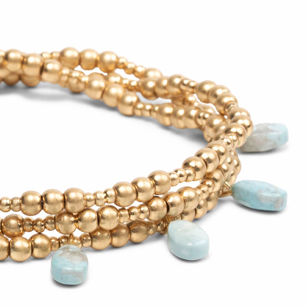 Howlite/Gold Metal Wrap