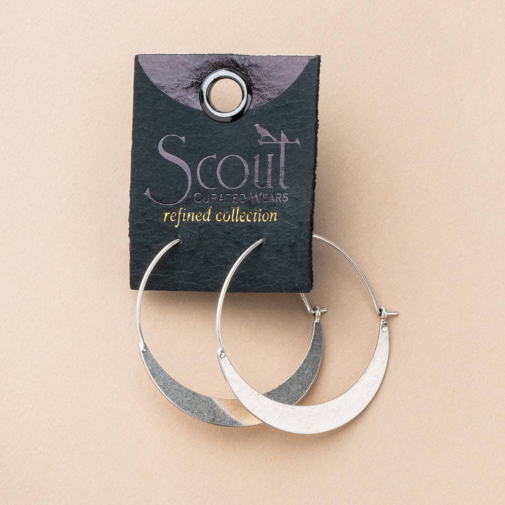Silver Crescent Hoop Earring