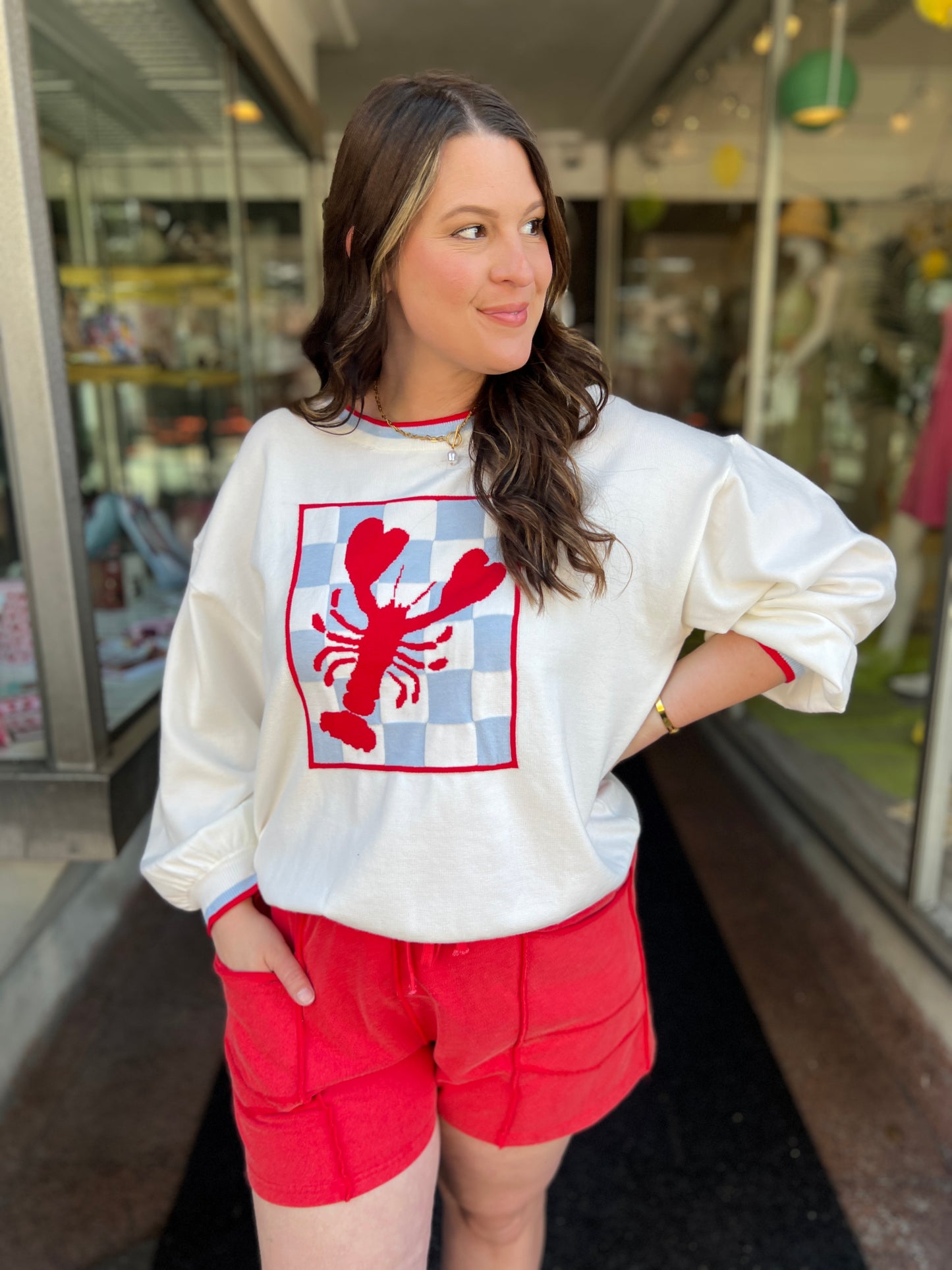 Checkerboard Lobster Sweater