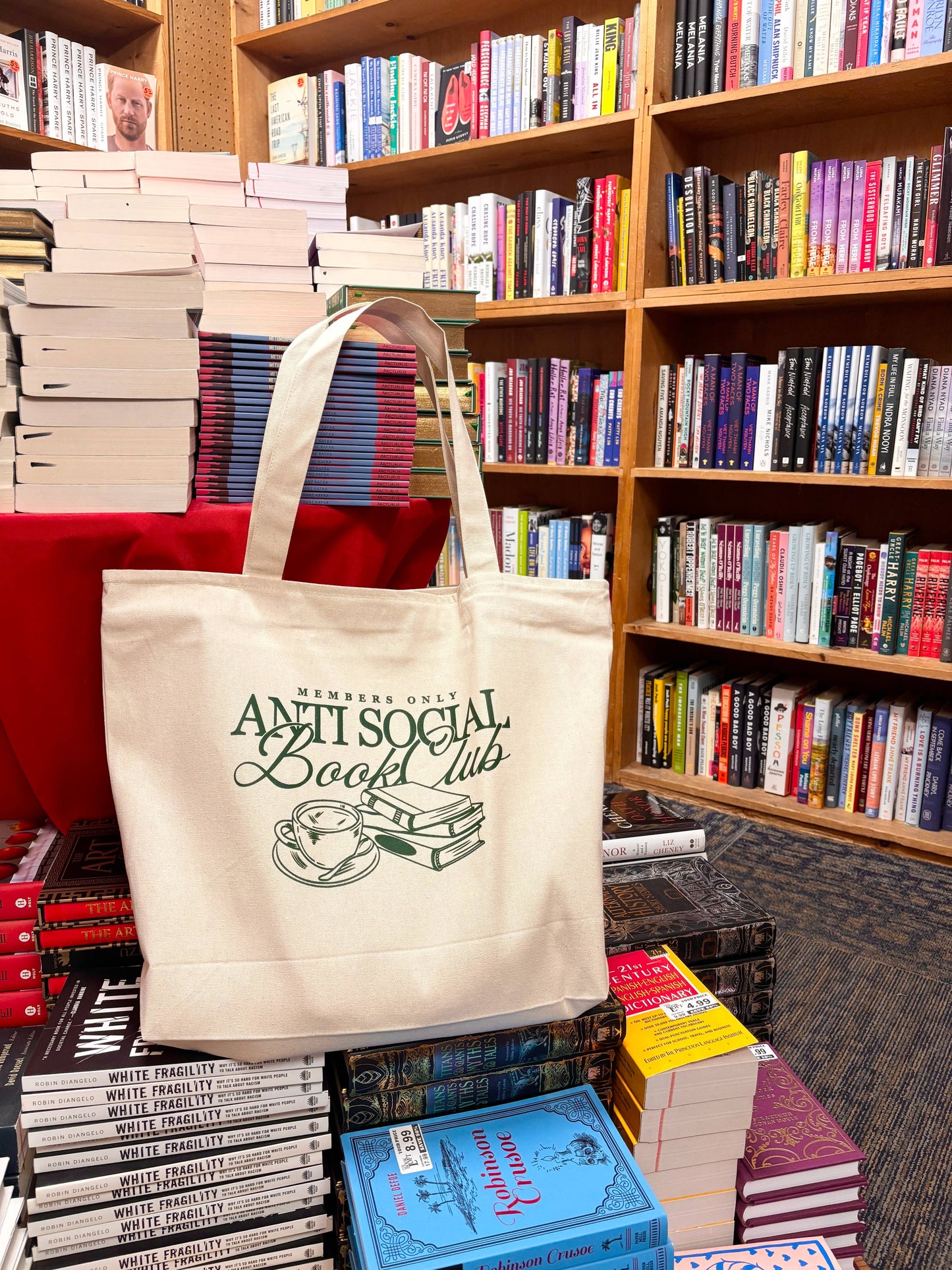 Anti Social Book Club Canvas Tote Bag