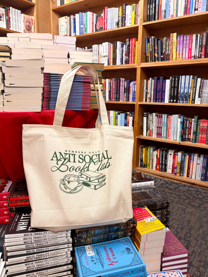 Anti Social Book Club Canvas Tote Bag