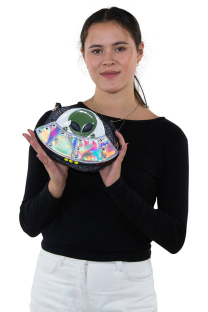 Alien On A Spaceship Crossbody Bag