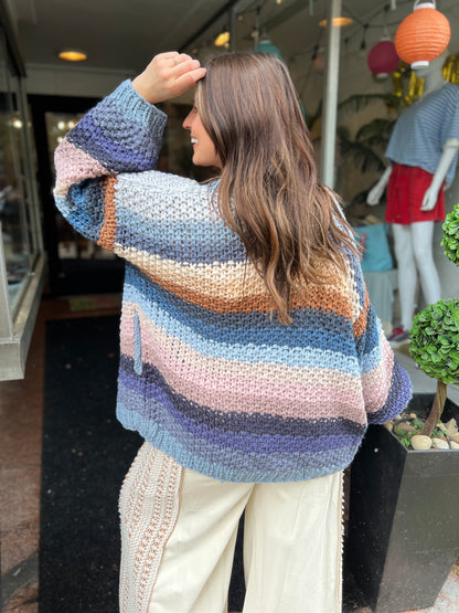 Colorful Hand-Crochet Open Cardigan