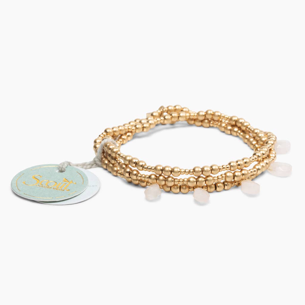 Rose Quartz Gold Metal Wrap