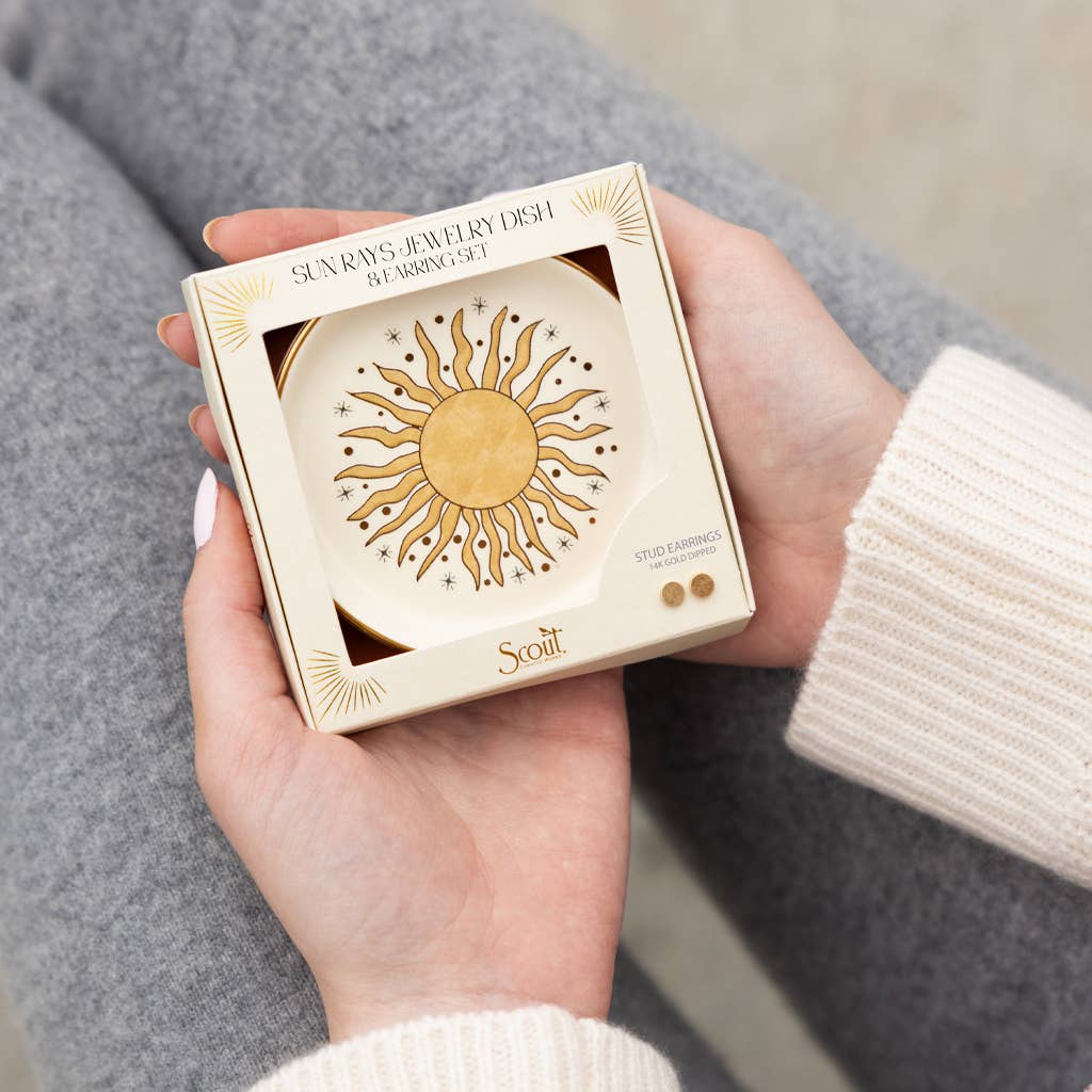Sun Rays Jewelry Dish & Stud Earring Set