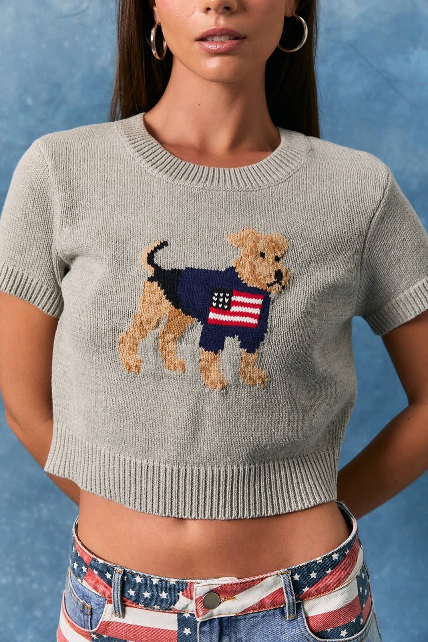 Patriotic Puppy Crop Top