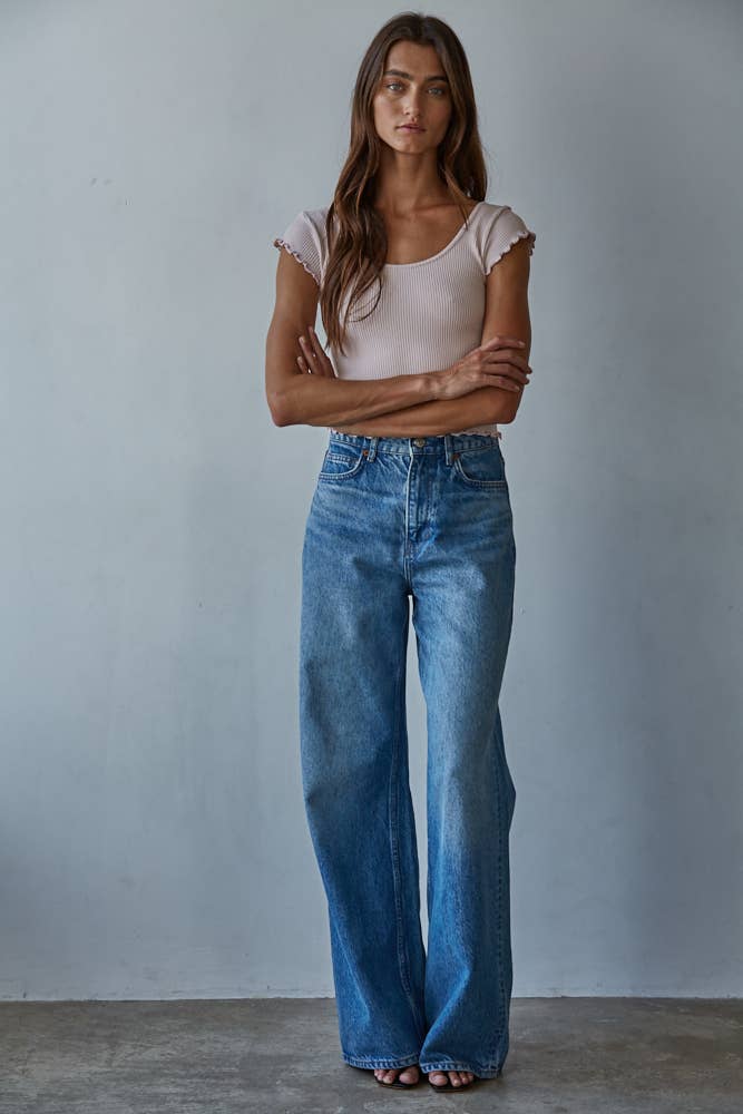 Lettuce Hem Ribbed Crop Top