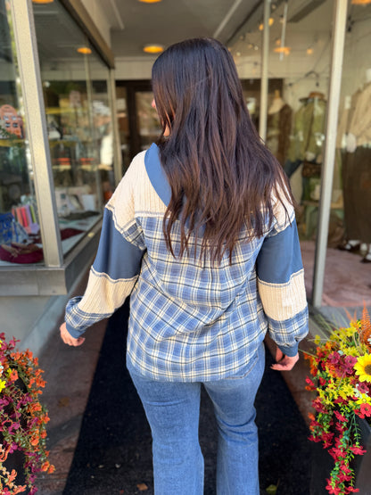 Feeling Blue Plaid Hoodie