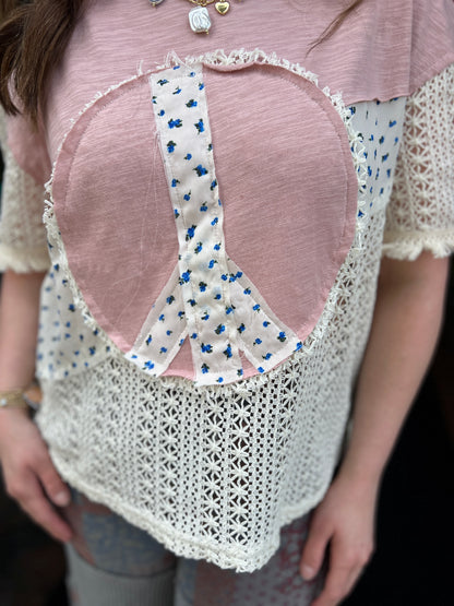 Peace Out Patchwork Top