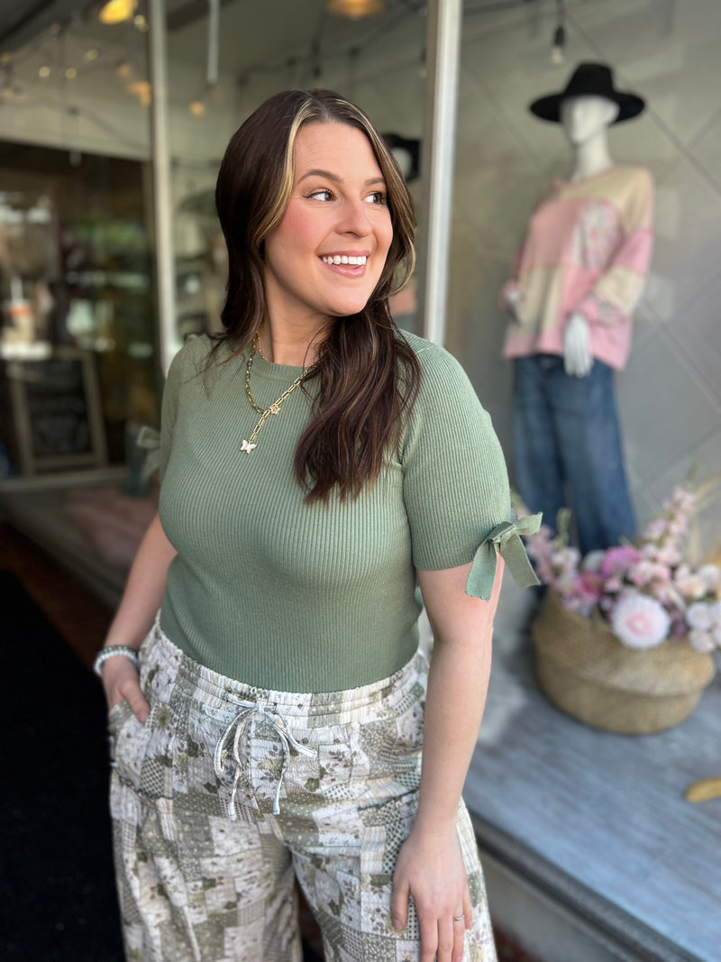 What A Doll Ribbon Sleeve Top