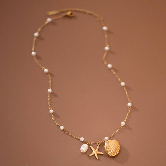 Stone, Starfish, & Seashell Necklace