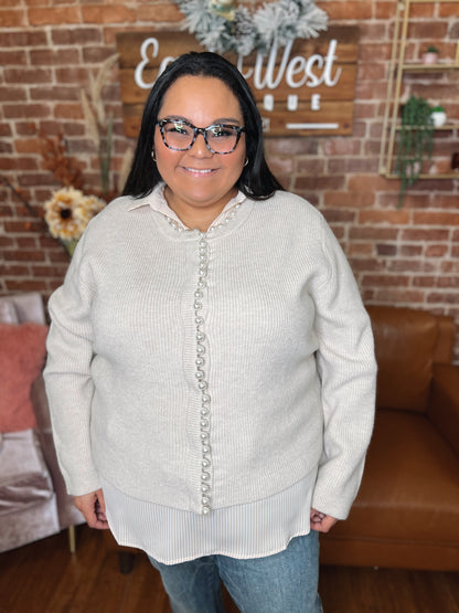 WB Pearl Trim Cardigan