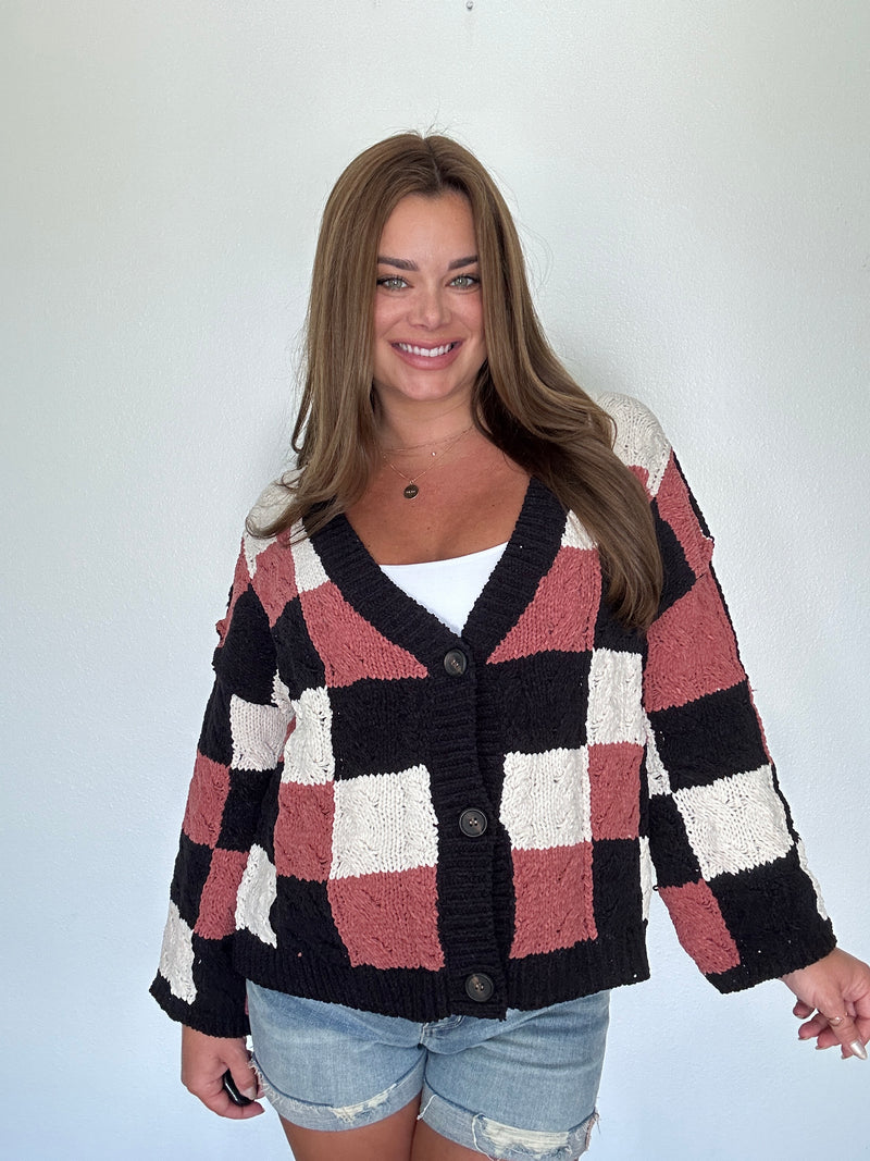 Brick Checkered Cardigan