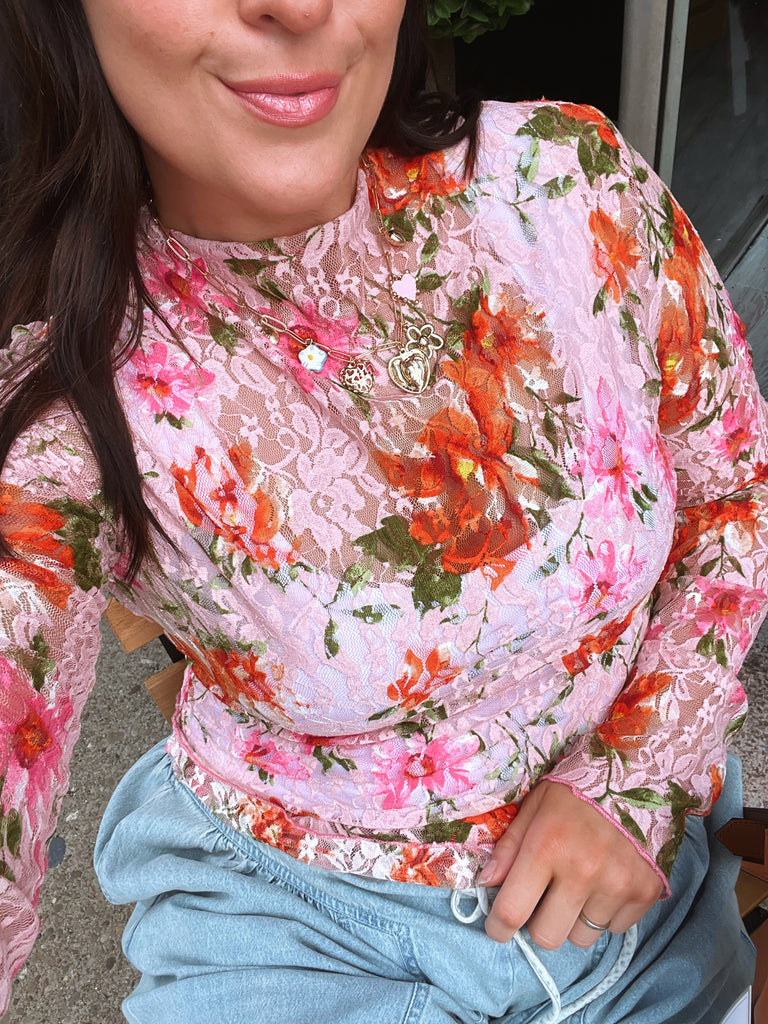 Blooming Bright Mesh Top
