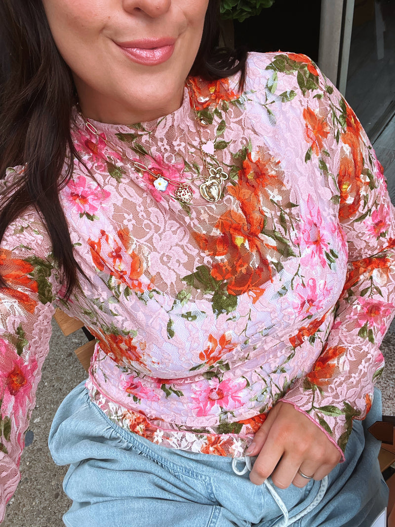 Blooming Bright Mesh Top