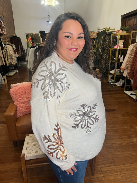 Sequin Snowflake Sweater