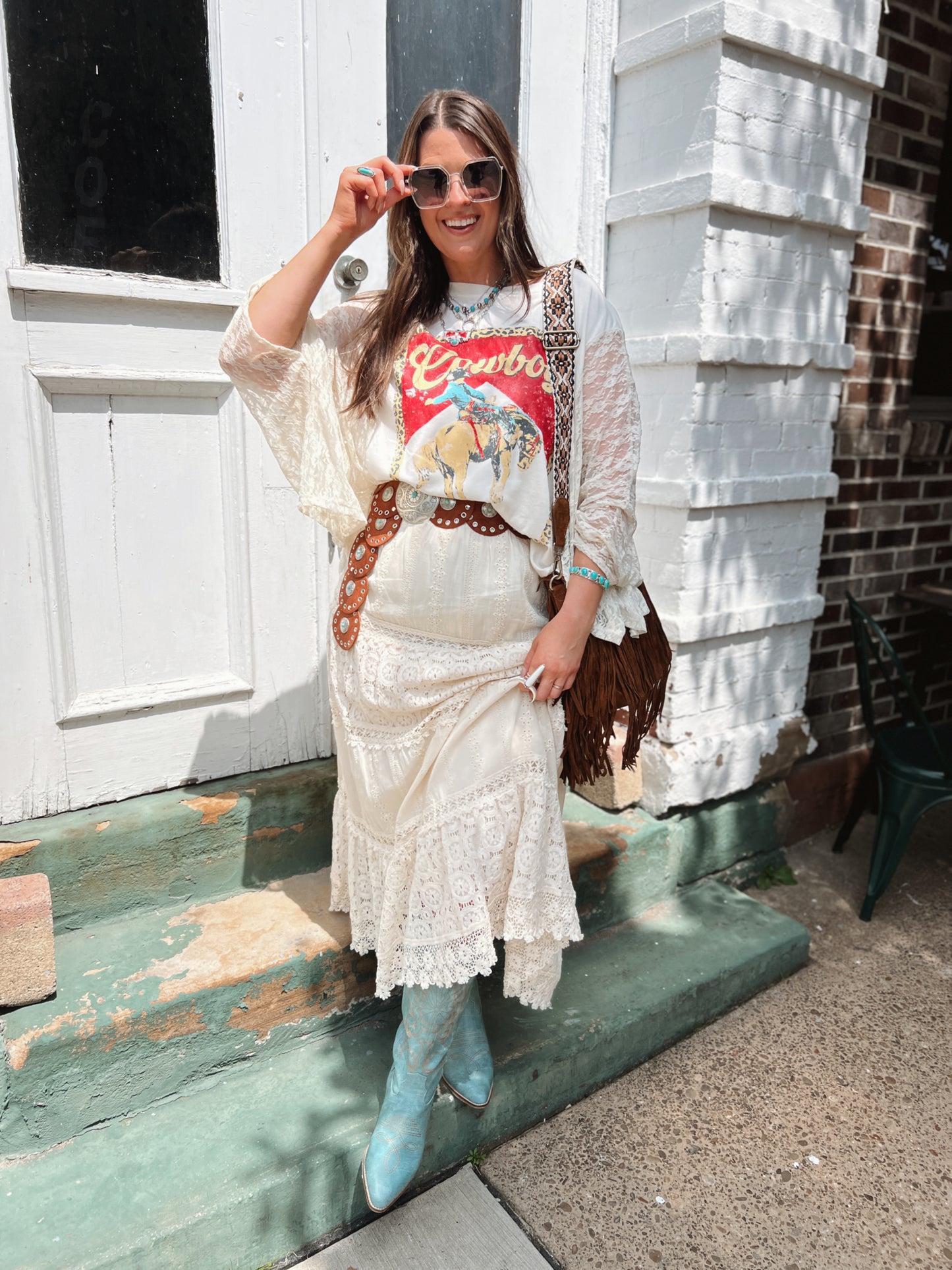 Lace Sleeve Cowboy Tee