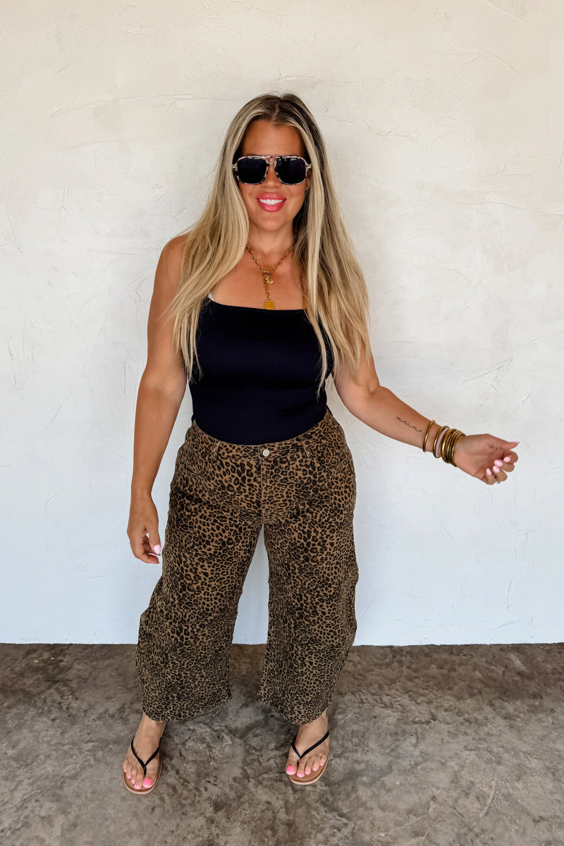 Blakeley Bex Stretchy Cheetah Barrel Jeans Preorder