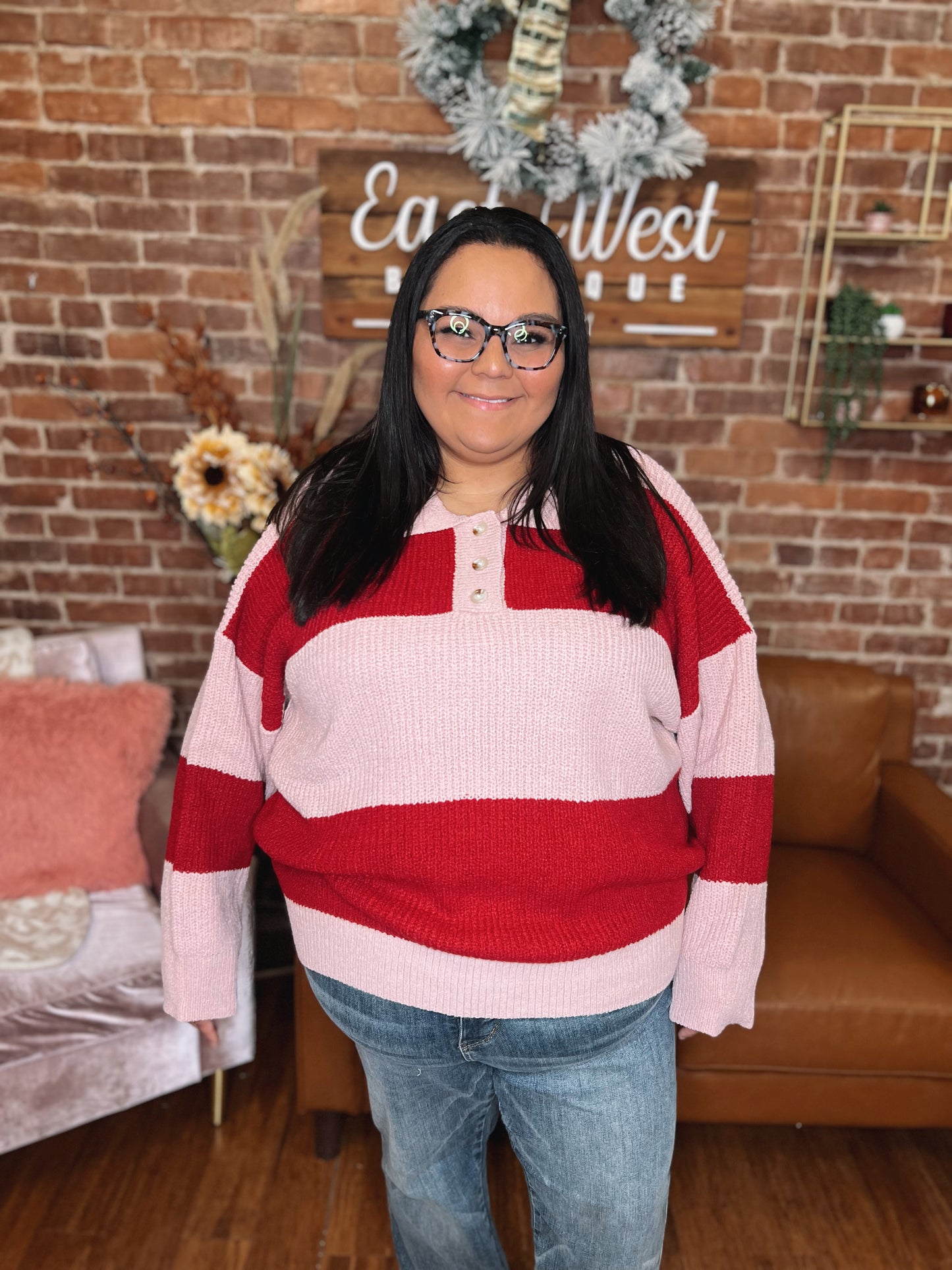 WB Pink Red Stripe Sweater