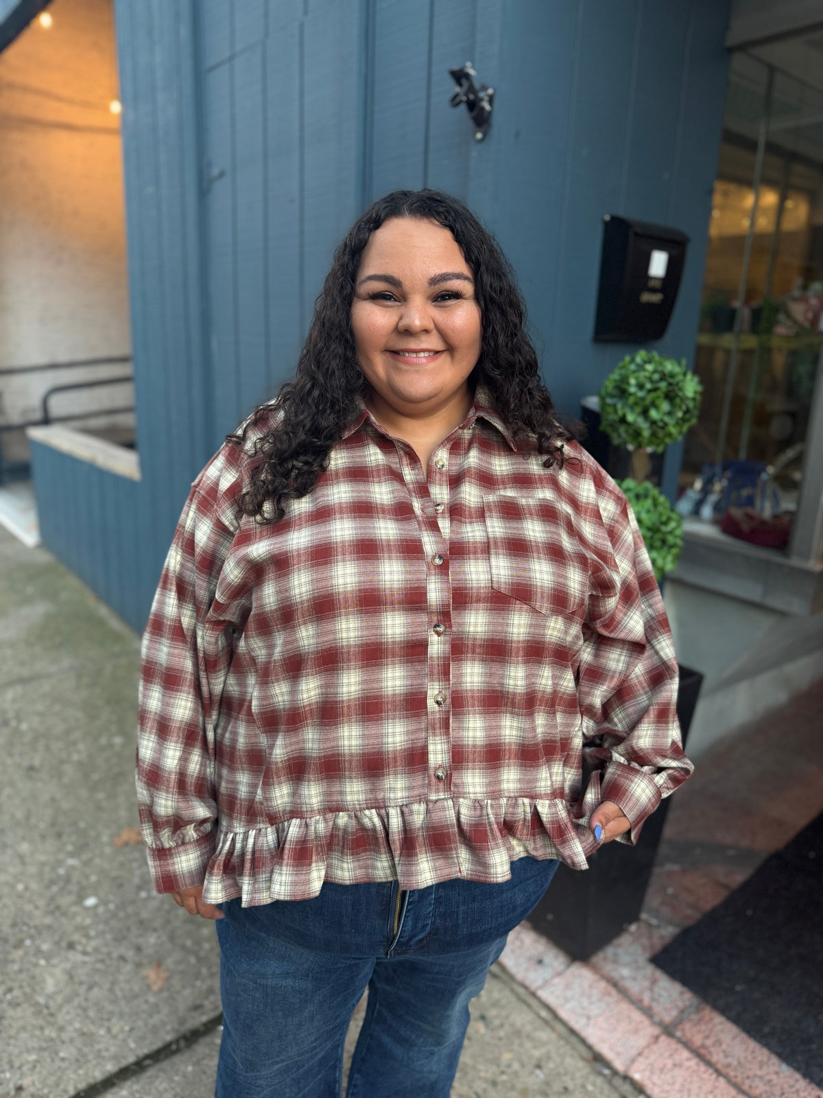 Metamorphosis Plaid Babydoll Top