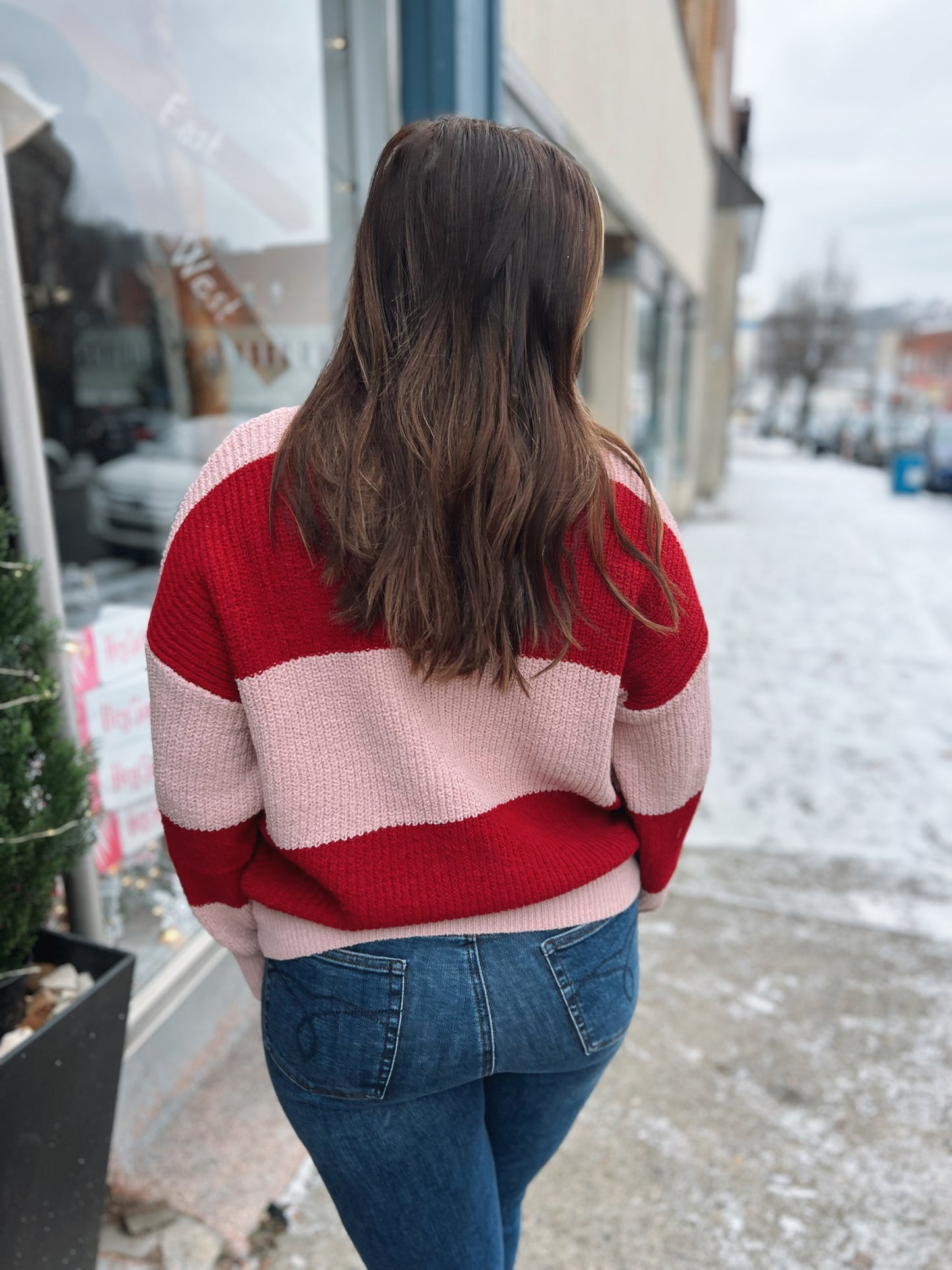 WB Pink Red Stripe Sweater