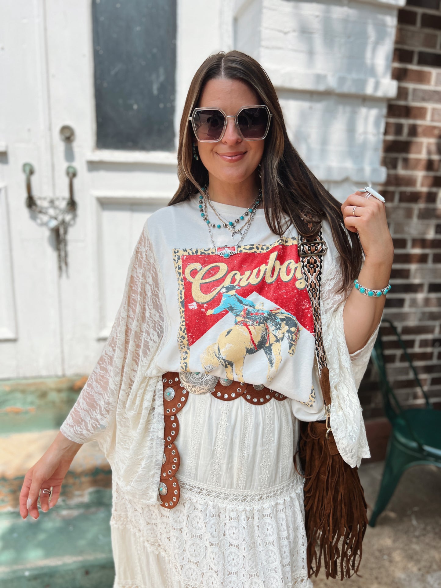 Lace Sleeve Cowboy Tee