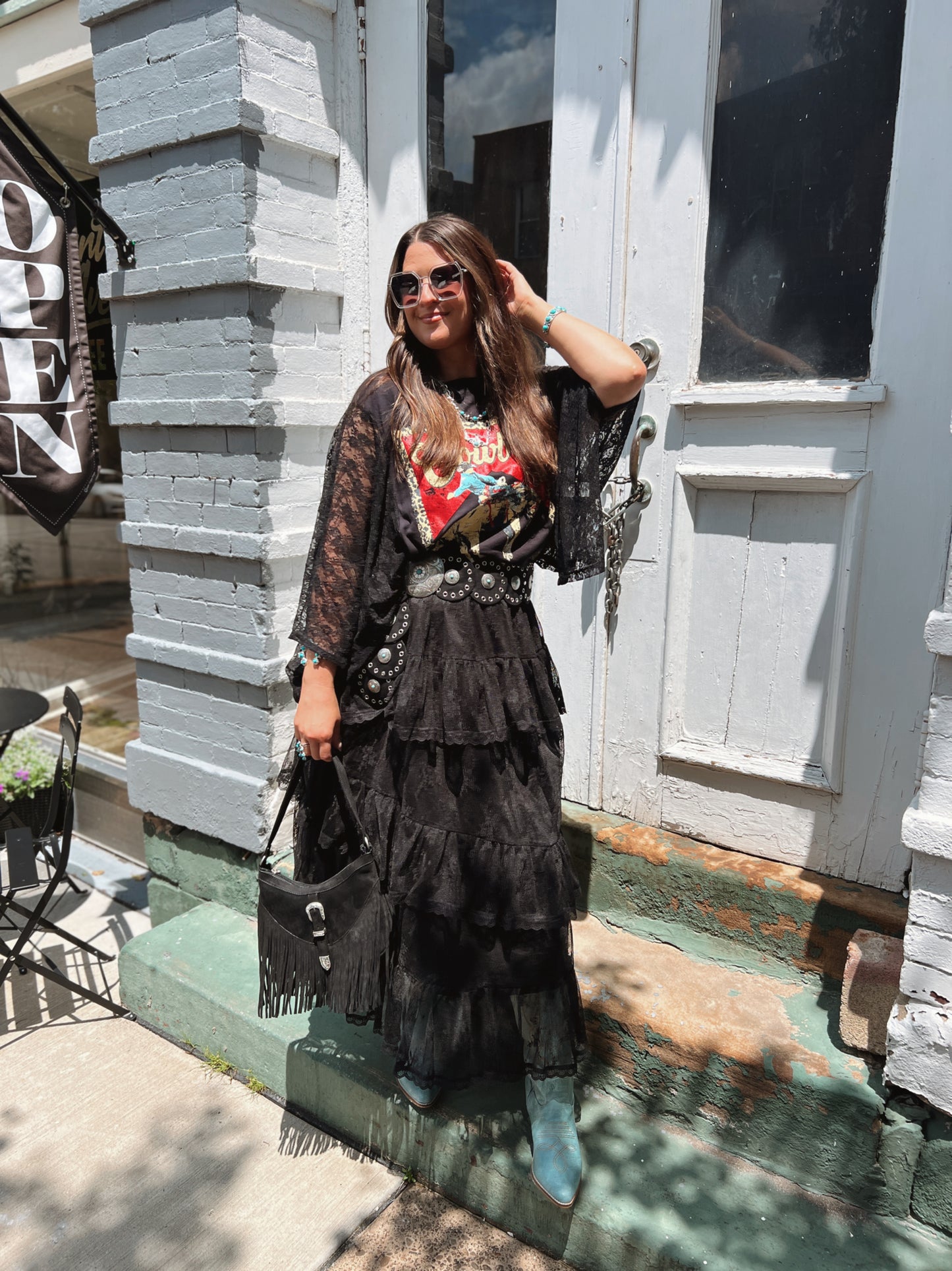 Lace Sleeve Cowboy Tee