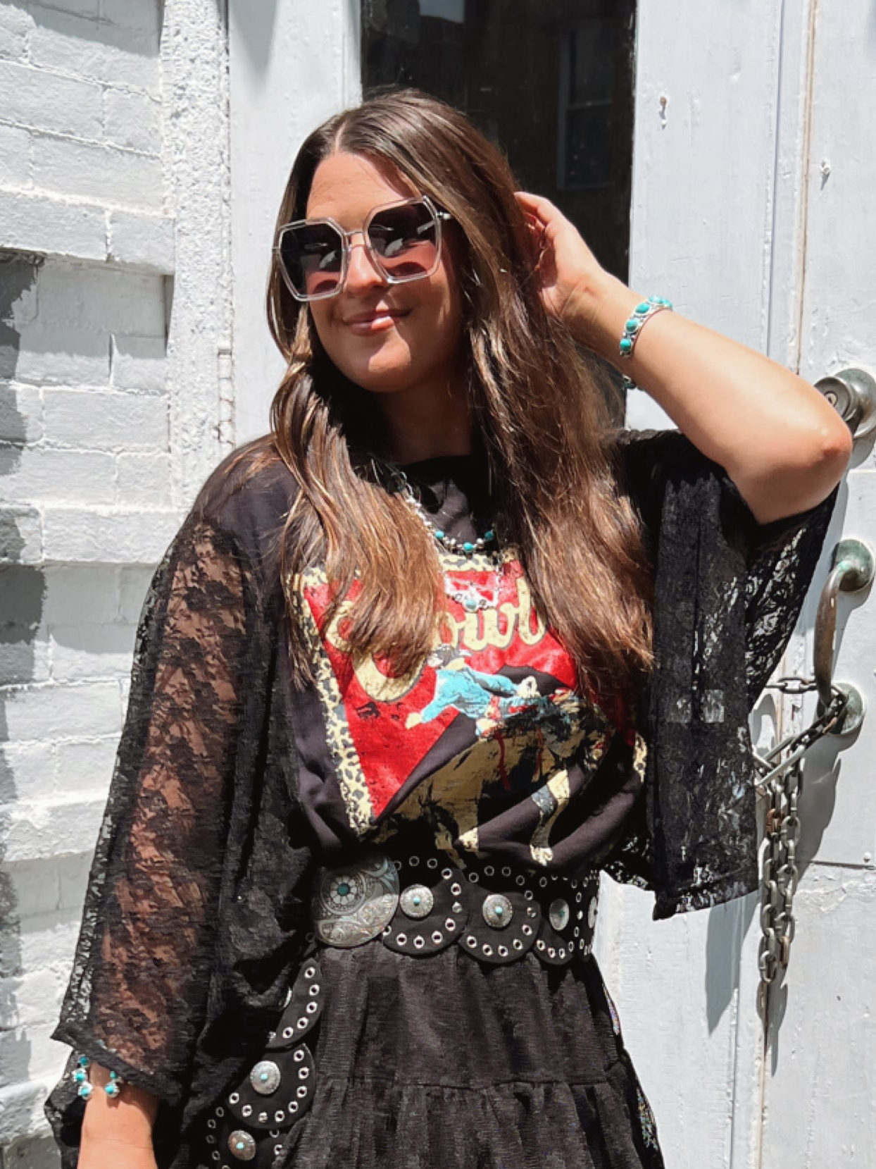 Lace Sleeve Cowboy Tee