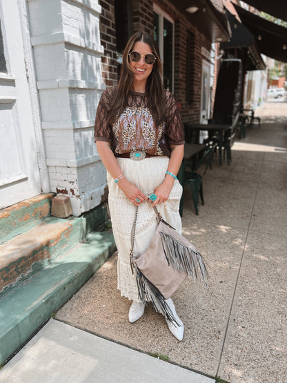 Peace Sign Lace Graphic Tee
