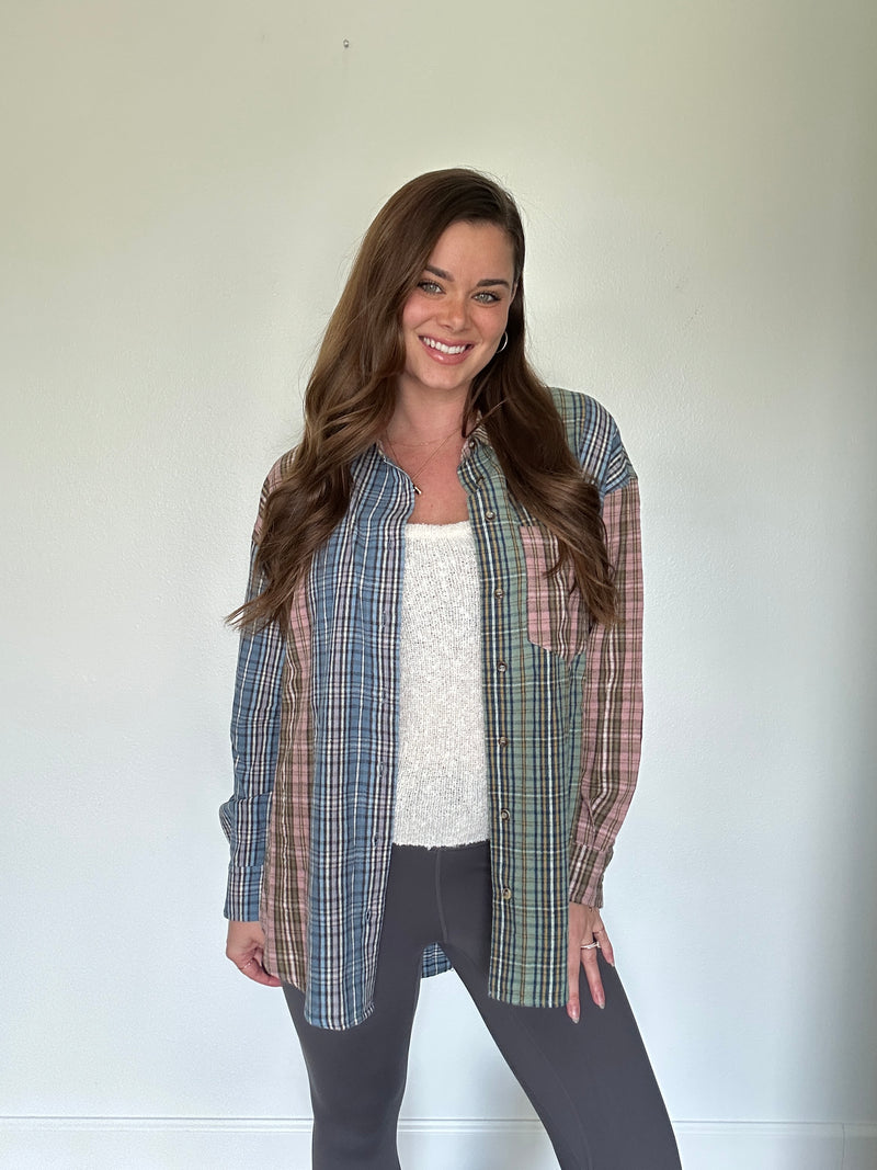 WB Retro Plaid Button Down Top Preorder