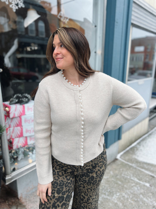 WB Pearl Trim Cardigan