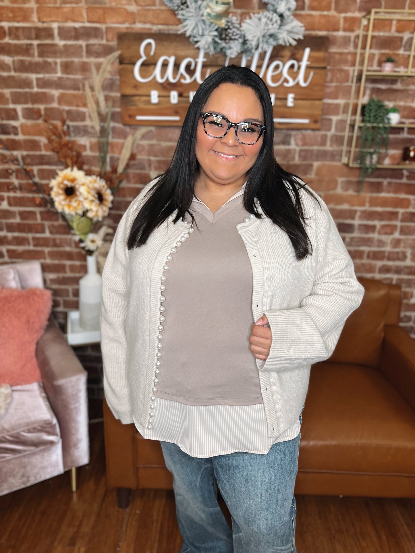 WB Pearl Trim Cardigan