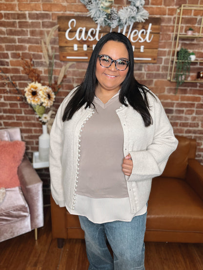WB Pearl Trim Cardigan