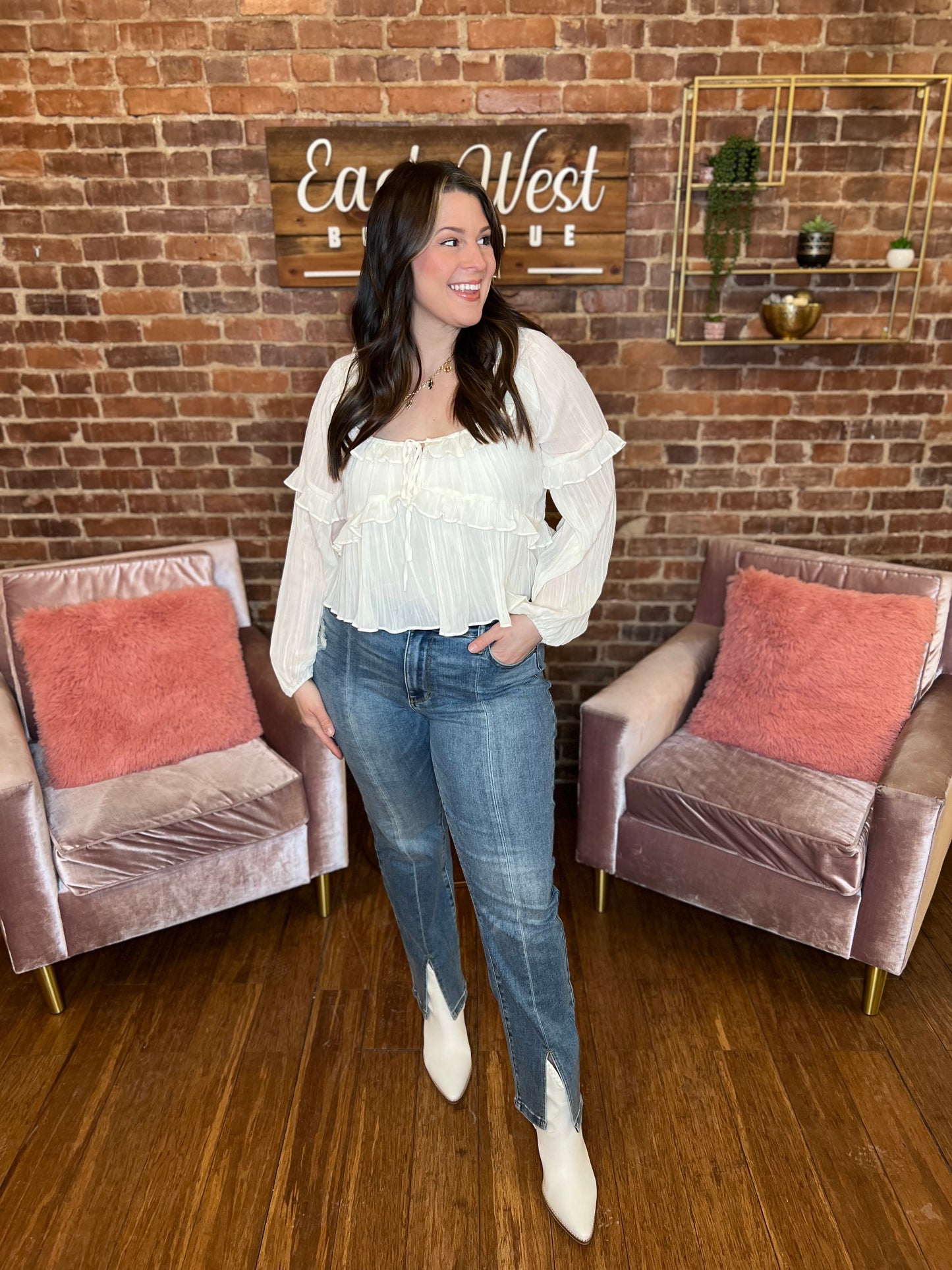 JB Front Slit Straight Jeans